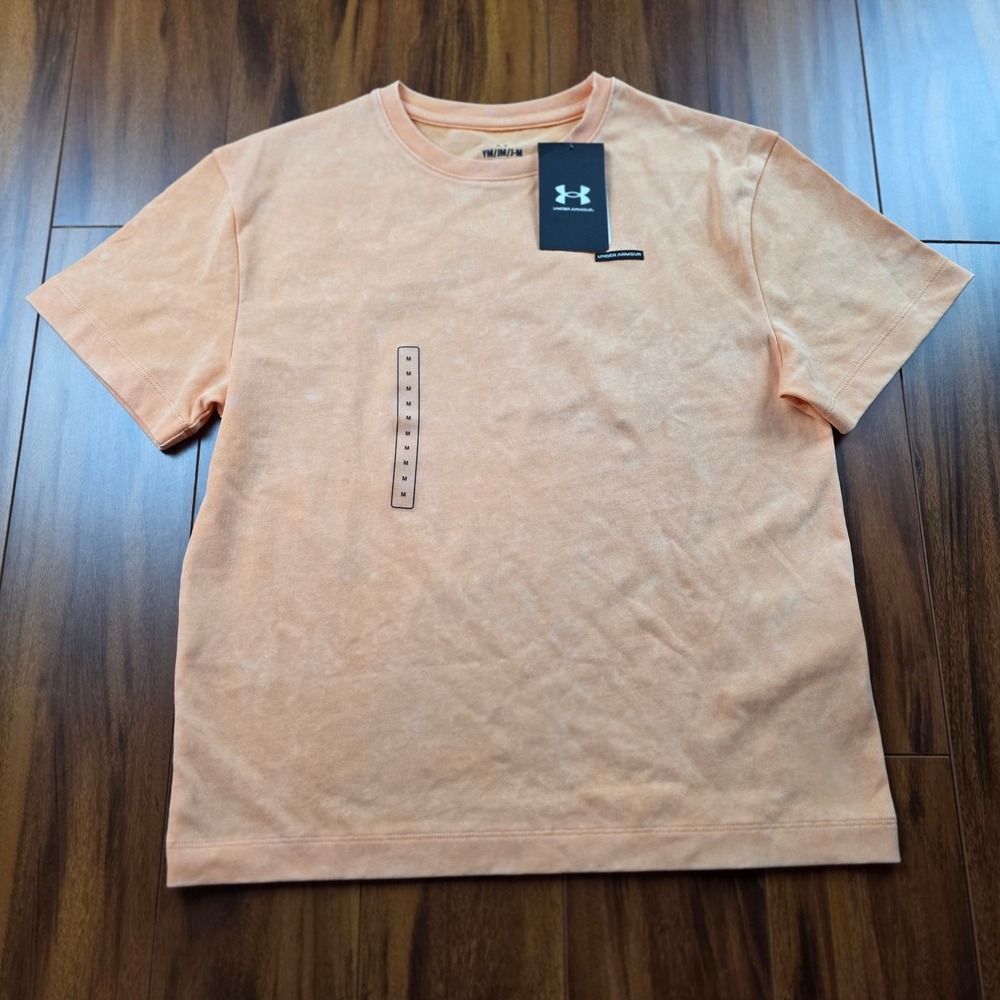 Under Armour Boys Orange Acid Wash Heavyweight Oversized T-Shirt YM 6016239-AVY